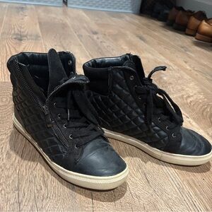 Zara Trafaluc Black Quilted High-Top Sneakers
